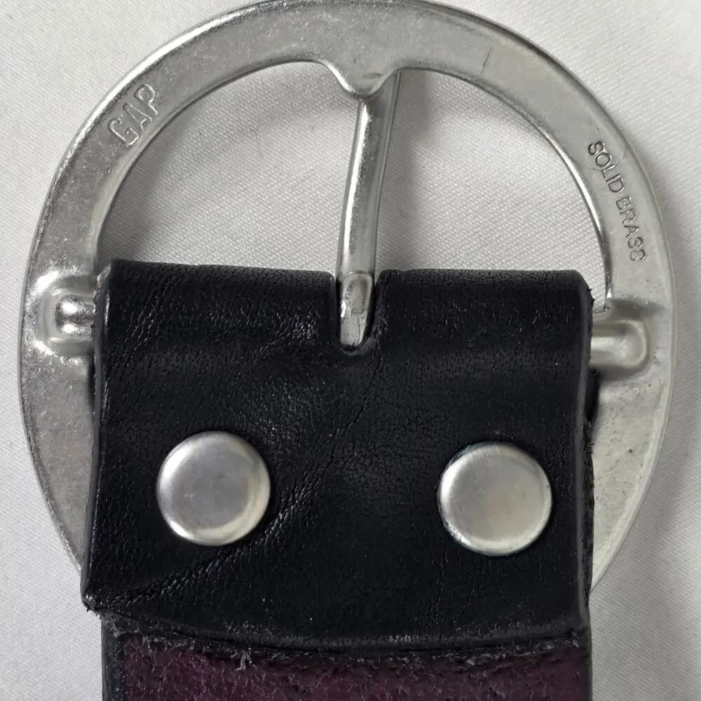GAP 1969 GENUINE TEXTURED BLACK LEATHER BELT – SIZE S 30-34 – SOLID BRASS BUCKLE